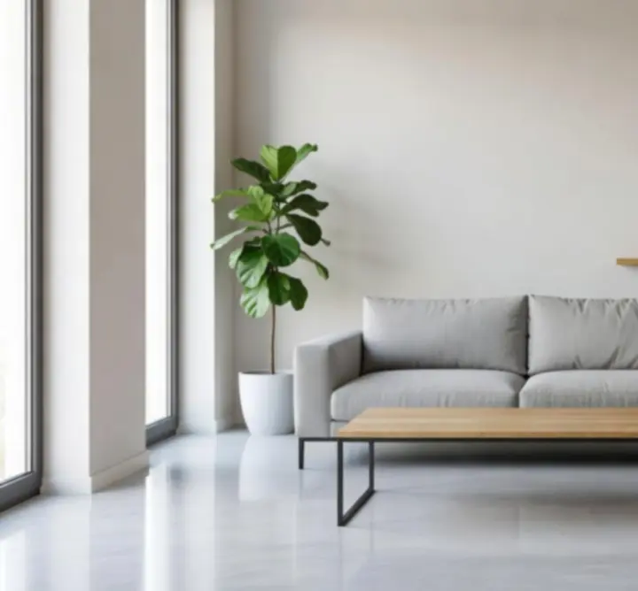 Salon d'appartement moderne impeccablement propre après le passage de Zorevvia